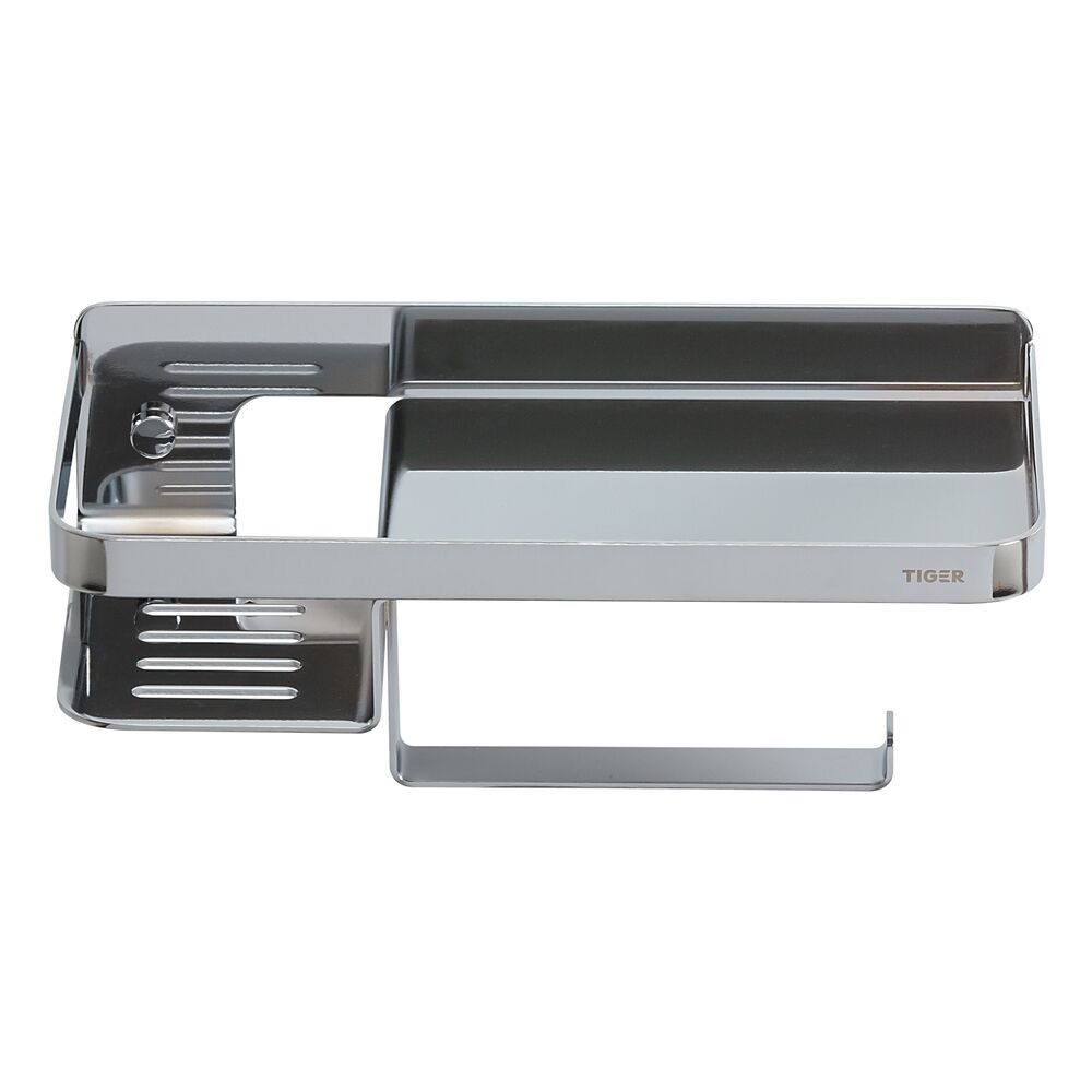 Tiger Caddy toiletrolhouder met planchet chroom