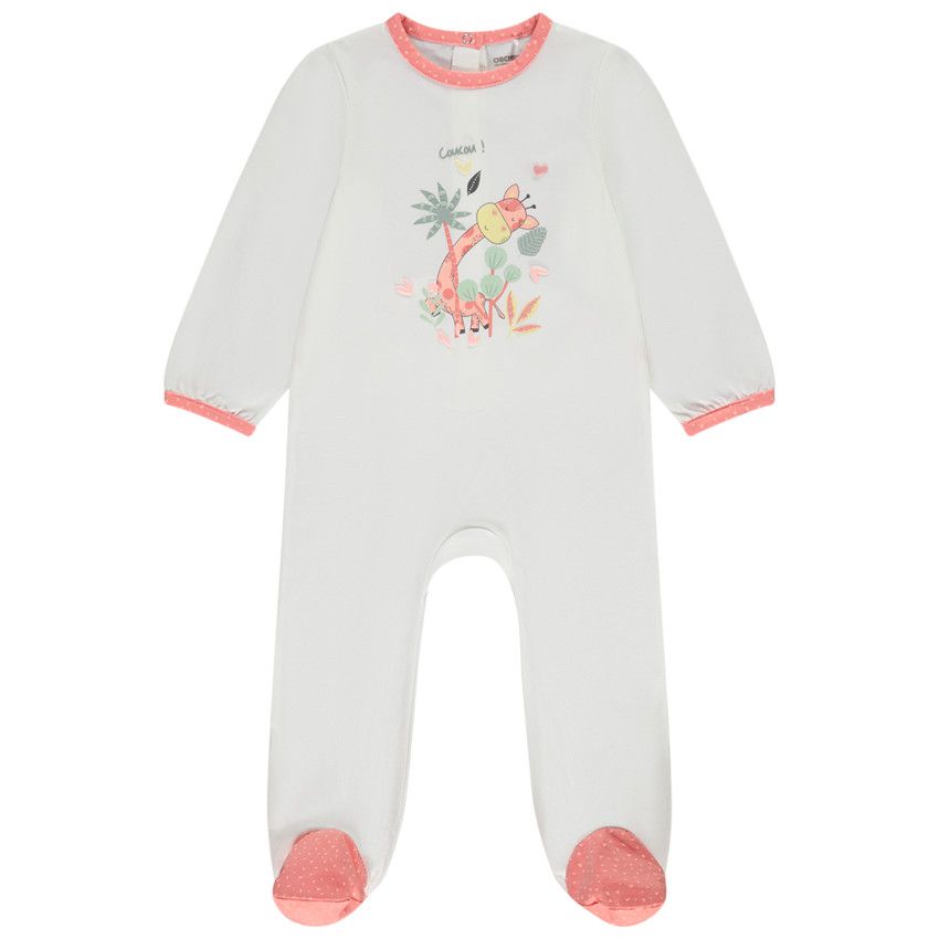 Dors-bien print girafe pour bébé fille avec ouvertures différentes selon l'âge - Ecru