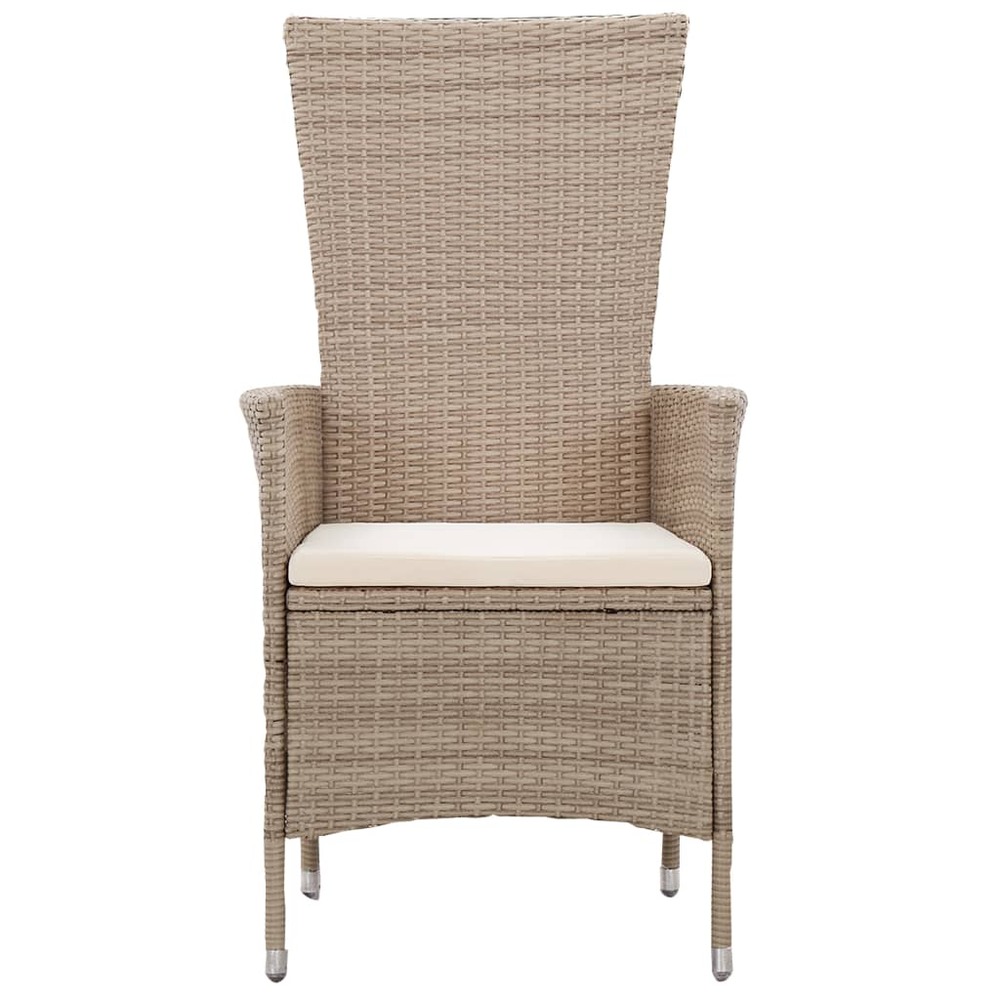 Ensemble de salle à manger de jardin meuble extérieur avec coussins 5 pièces beige