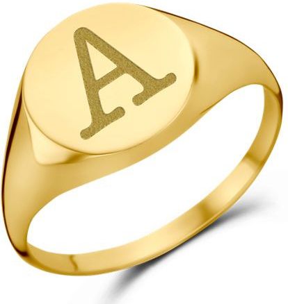 Ronde Gouden zegelring met een initiaal Names4Ever