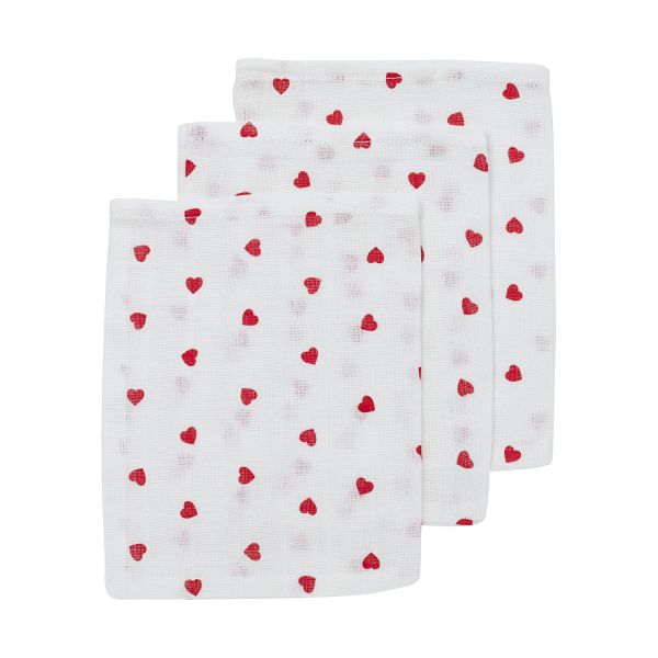 Meyco Sweet Heart Hydrofiele Washandjes - 3-Pack - Red