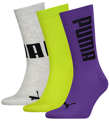 Puma Strømper - 3-pak - Big Logo Crew - Colour Punch
