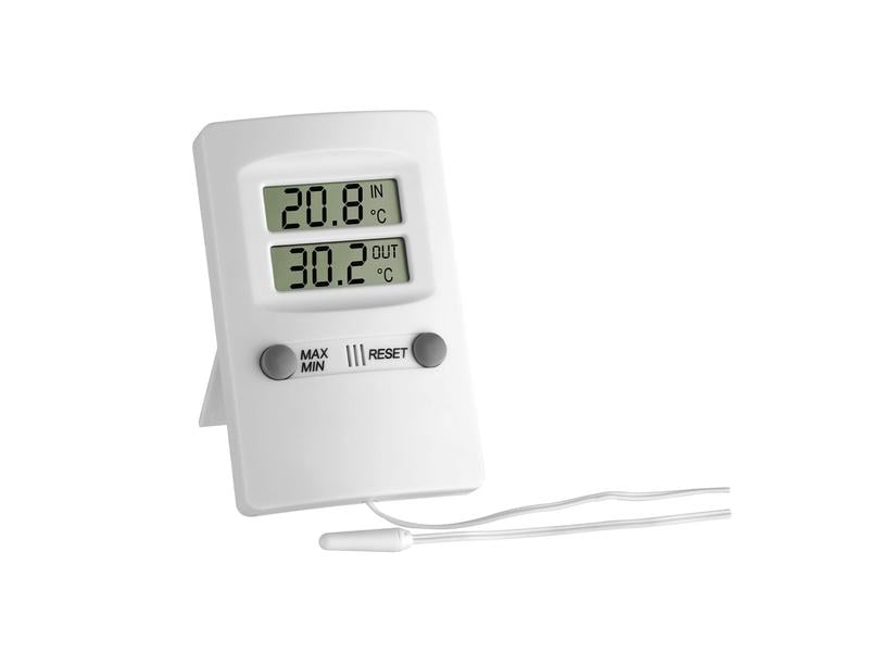 TFA Dostmann Thermometer Digital, Weiss Digitales Innen-Aussen-Thermometer