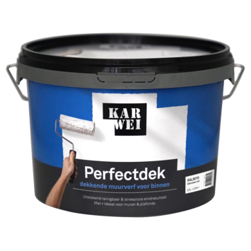 KARWEI Perfectdek muur en plafondverf mat binnen RAL 9010 gebroken wit 2,5 liter