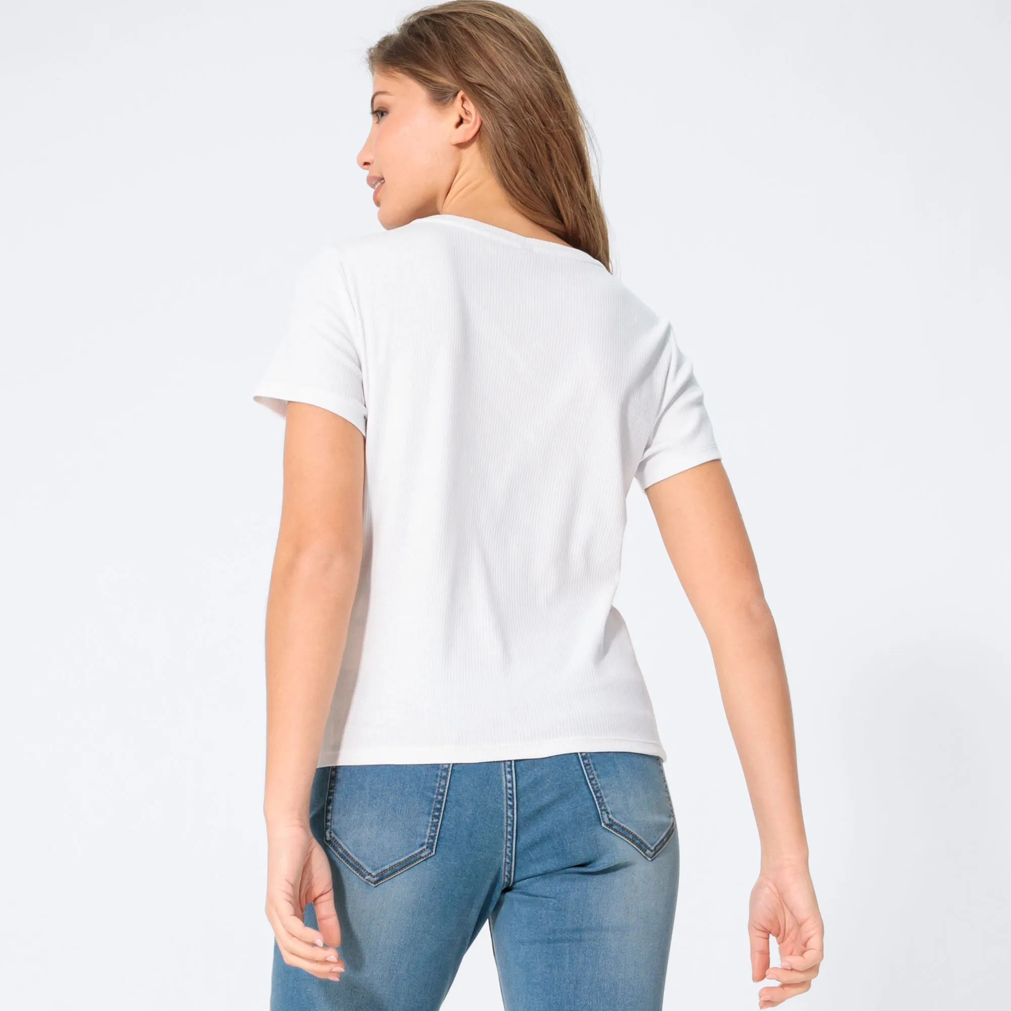 Damen-T-Shirt mit Ripp-Struktur
