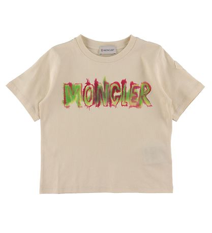 Moncler T-shirt - Beige m. Pink/ Grøn