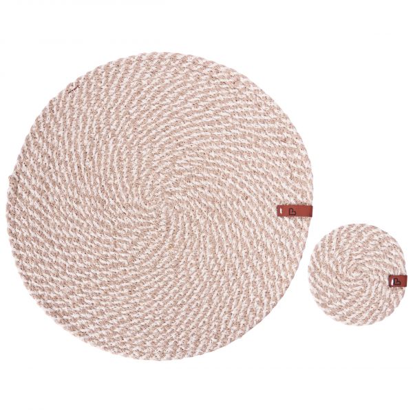 Beliani Conjunto de 12 Individuais e Bases para Copos em Juta Natural 35/10 cm Feitos à Mão para Cozinhas e Salas de Jantar Boho