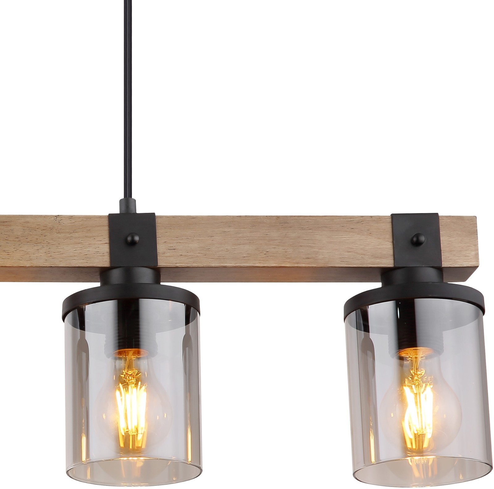 Pendelleuchte - schwarz matt - Holz - 133 cm hoch