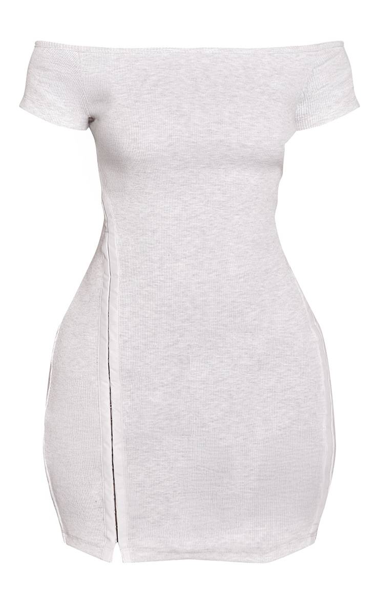 Gris Cendré Robe Mini Bardot Petite Avec Coutures Apparentes Devant