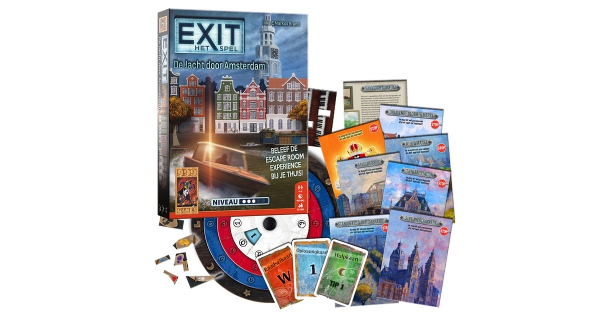 999 GamesEXIT - De Jacht door Amsterdam Gezelschapsspel  (Nederlands, 1-4 spelers, 45 minuten, vanaf 12 jaar)