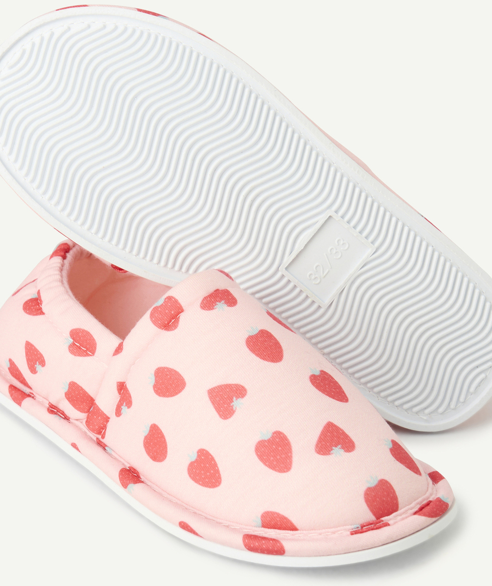 chaussons fille rose imprimé fraises
