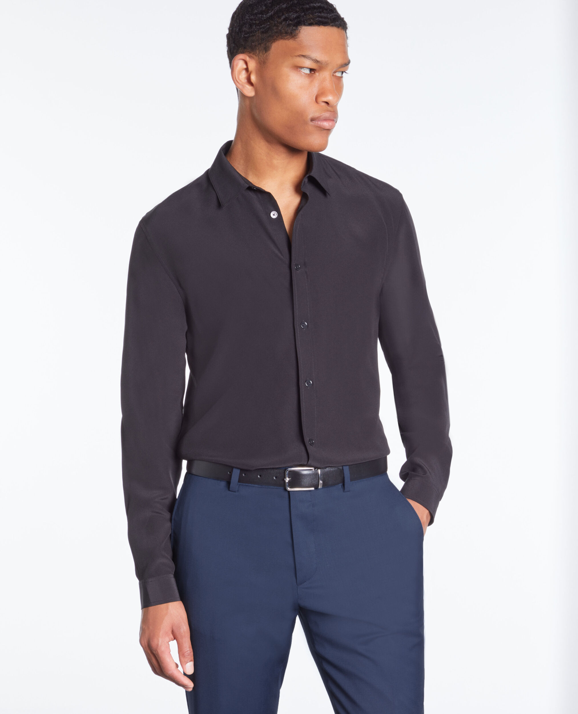 Chemise noire en soie
