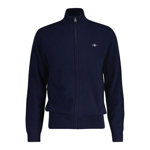 GANT Extrafine Lambswool Zip Cardigan, Marine, XL