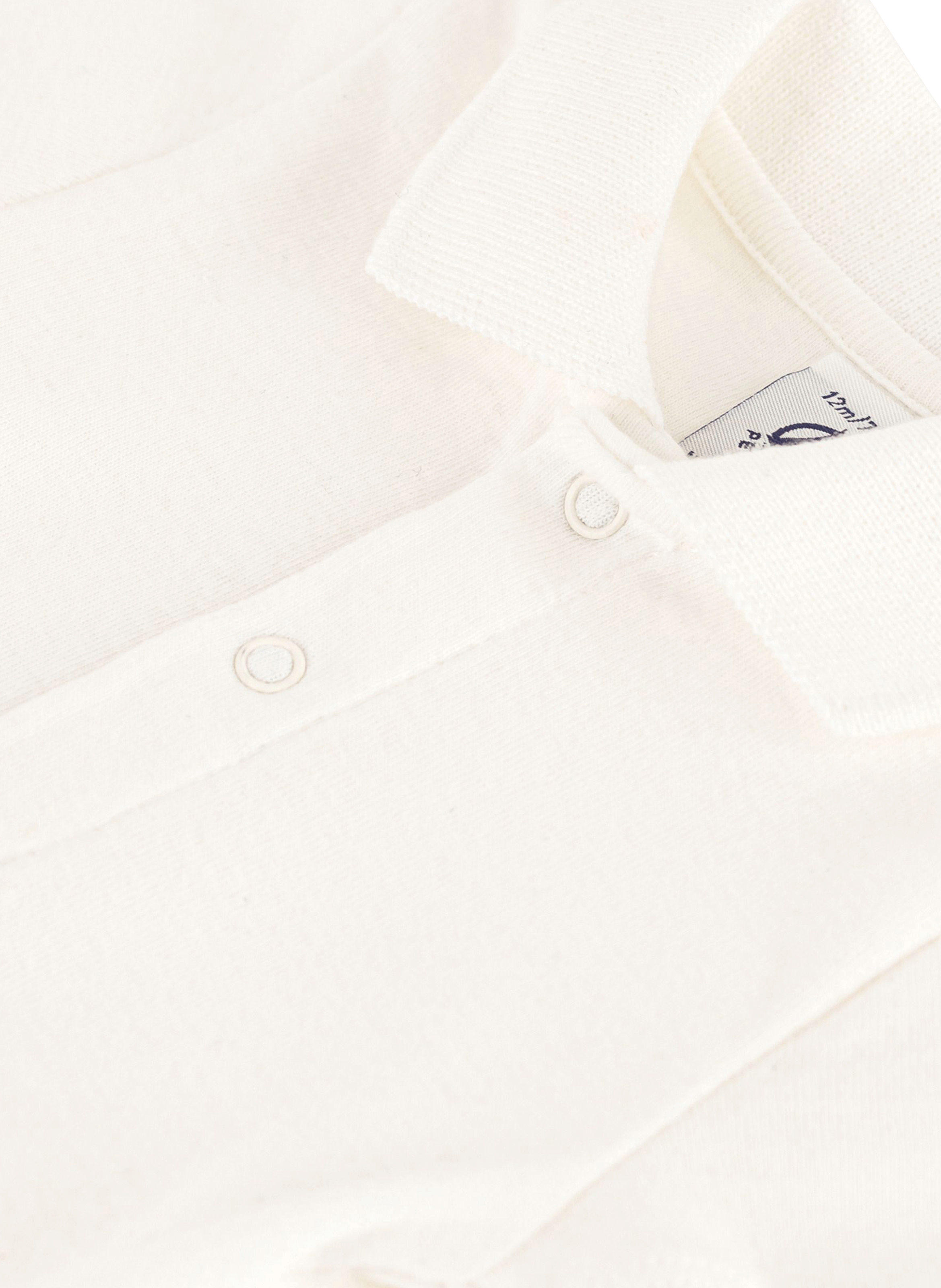 Body col polo en coton bio | Blanc