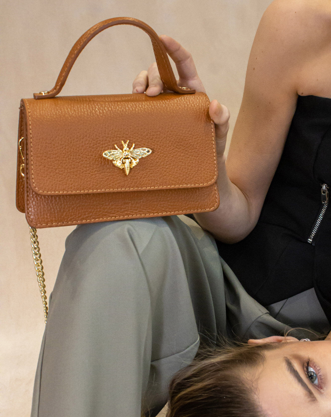 Christian Laurier Sac à Main en Cuir Lily camel - 19x13x7 cm