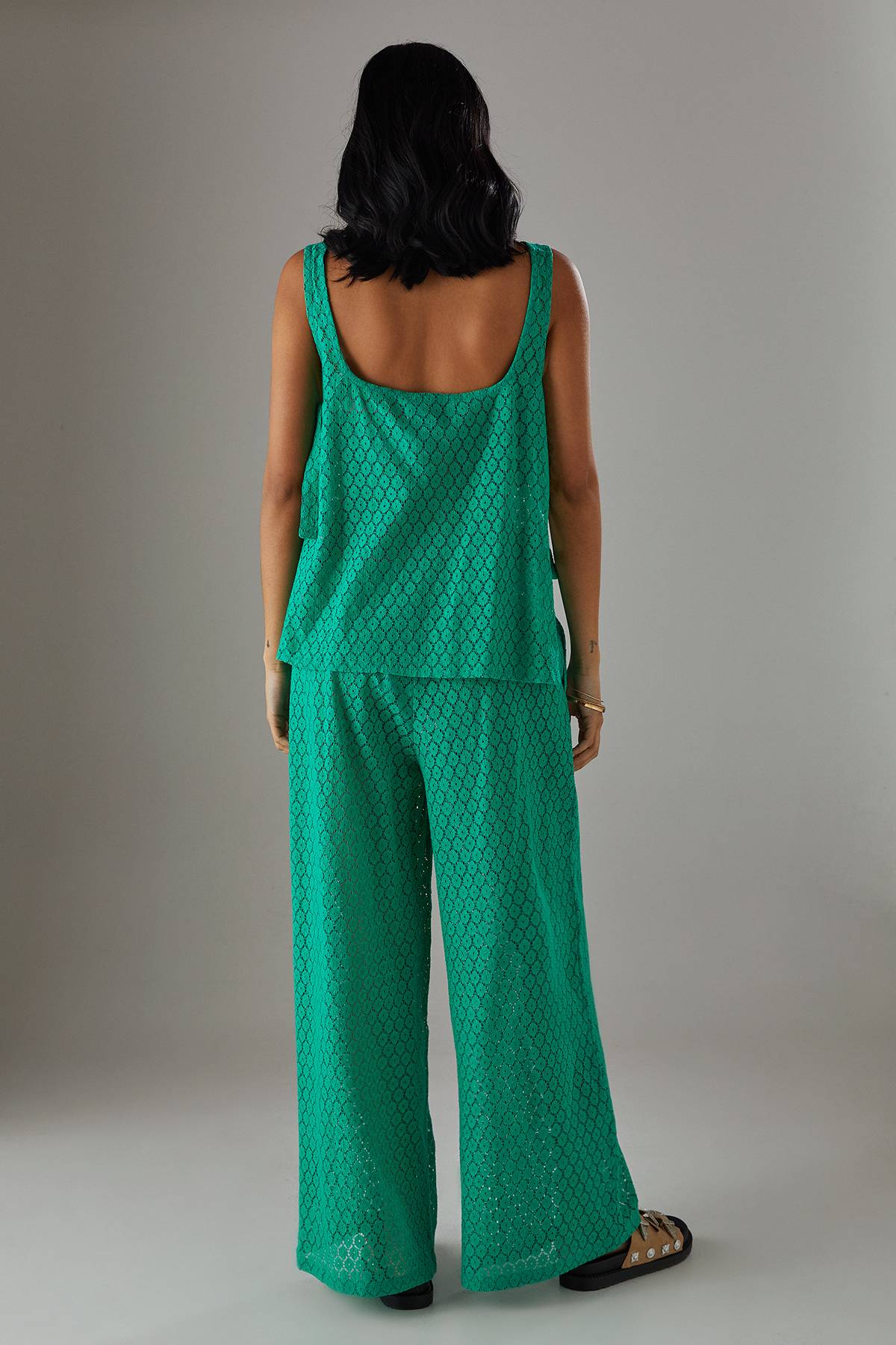 Warehouse Pantalon Large à Taille Coulissée en Crochet