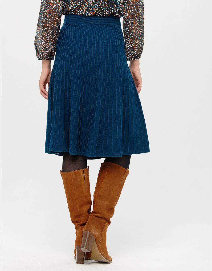 Jupe plissée maille bleue
