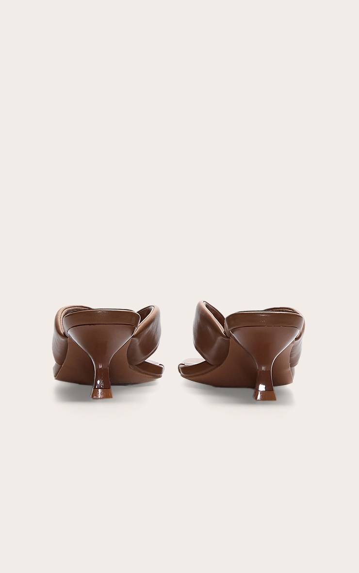 Marron Mule À Bout Carré Avec Bride Entre Les Orteils Rembourrée En Synthétiquecuir
