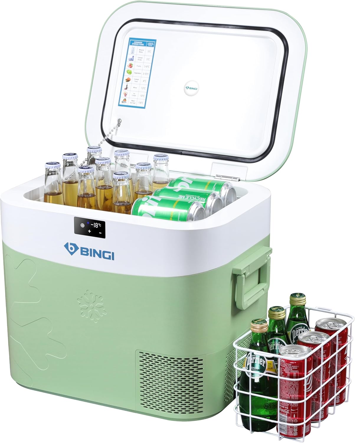BINGI Kompressor Kühlbox 22 Liter Tragbarer Auto Kühlschrank 12/24V DC und 230V AC Mini Gefrierschrank für Auto, LKW, Camping, Wohnmobil und Zuhause (15℃ bis -18℃)