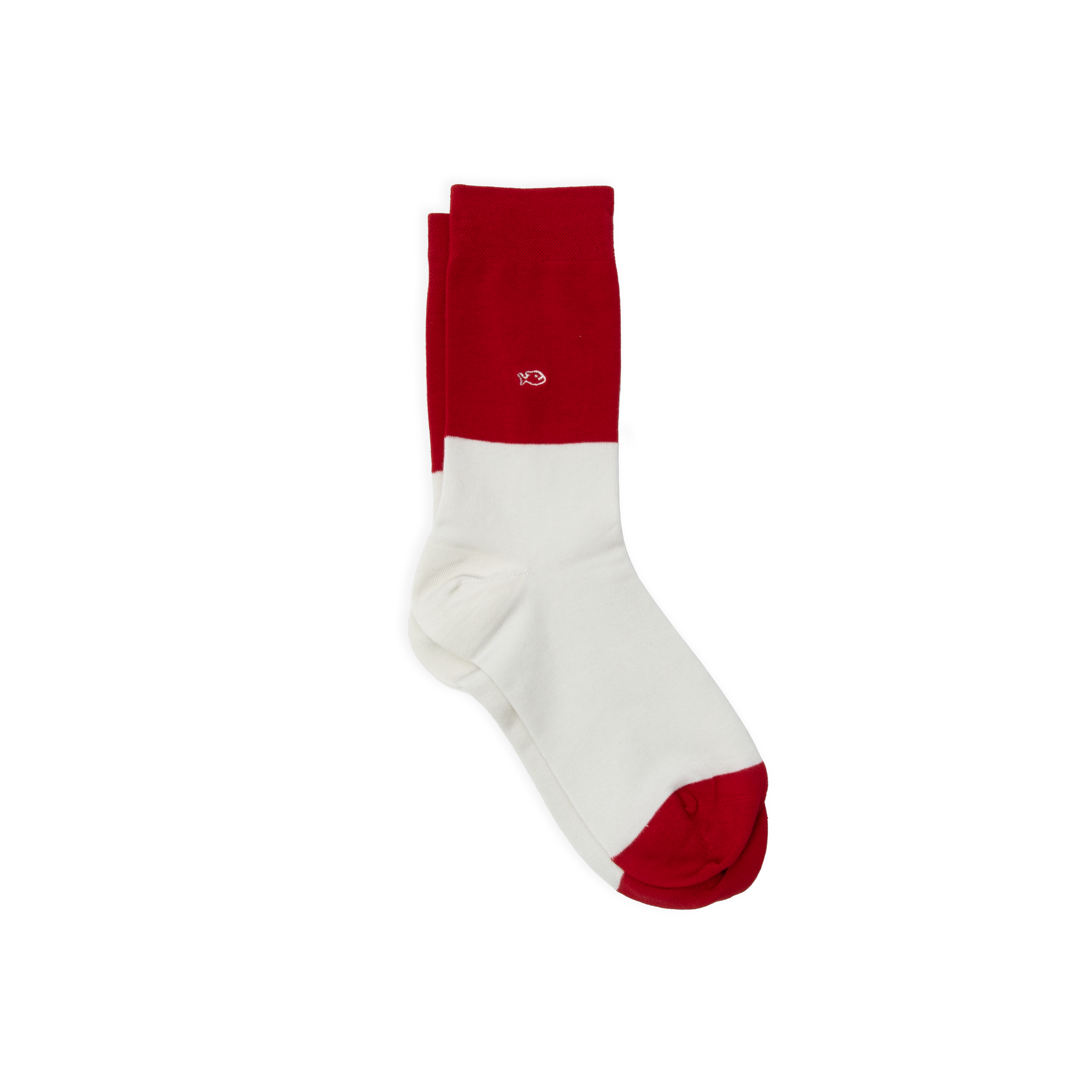 ROUGE/BEIGE - Chaussettes en coton peigné bicolores | Rouge
