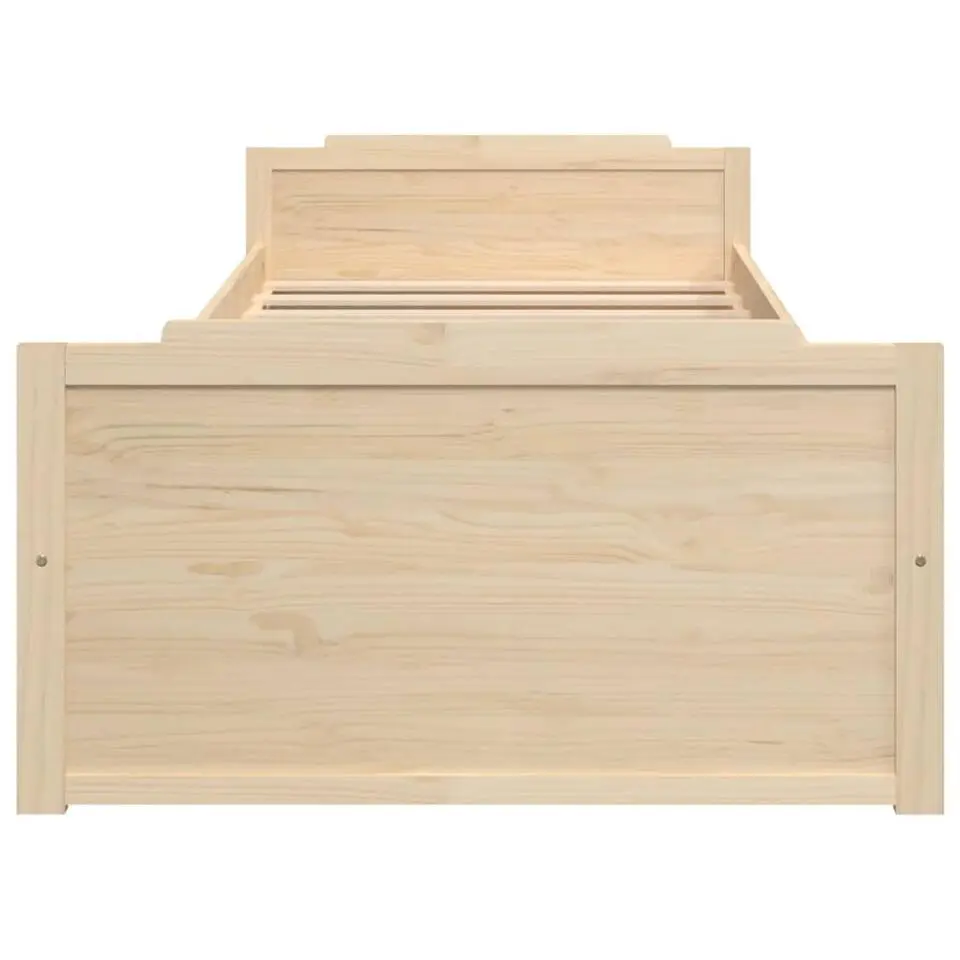 vidaXL - Bed frame met twee lades - Naturel - Massief grenenhout - 90x200 cm