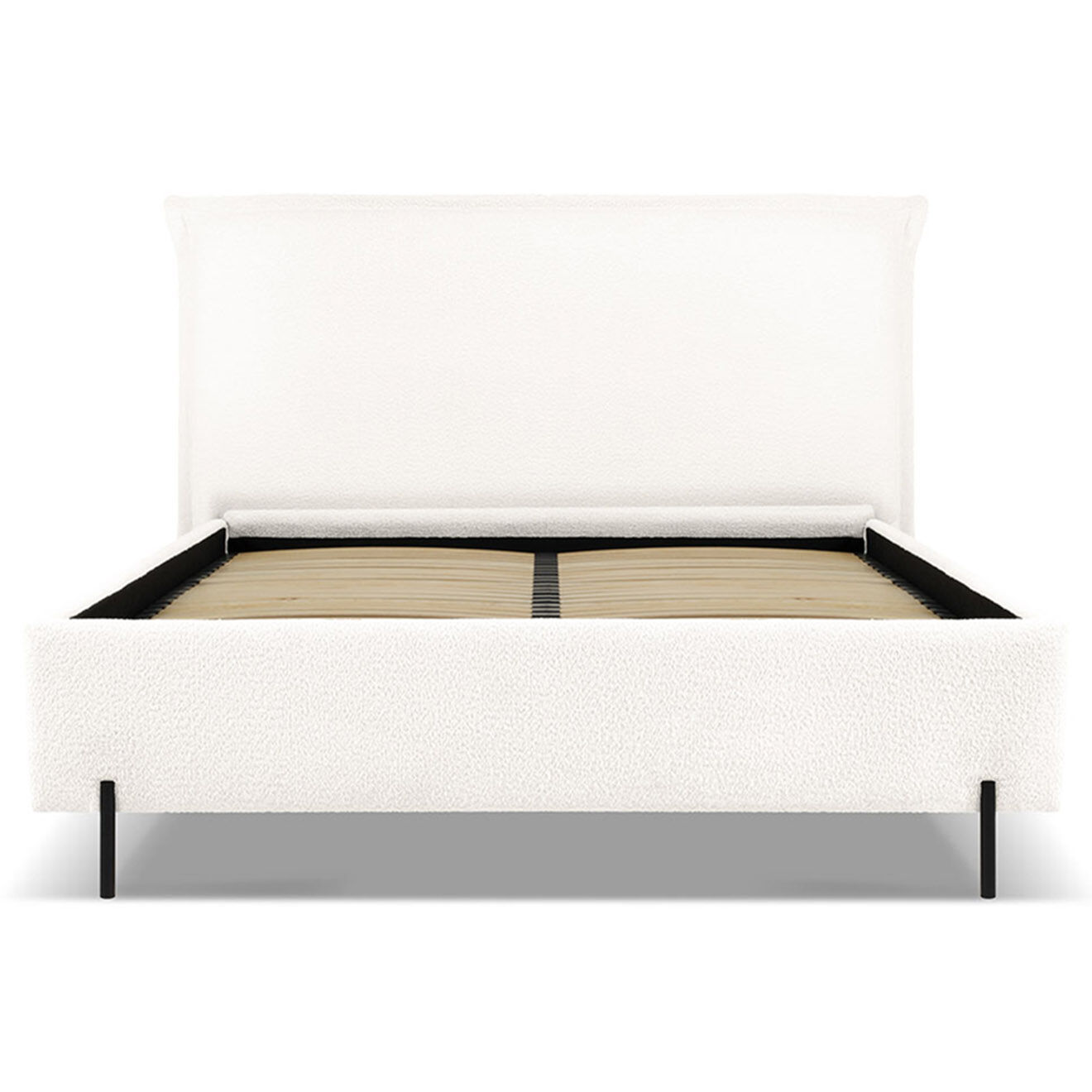 Milo Casa Lit Coffre avec tête de Lit Bouclette Armie ivoire - 160x200 cm