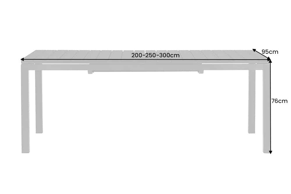 Ausziehbarer Gartentisch DESIGNO 200-250-300cm grau Aluminium In- und Outdoor Esstisch