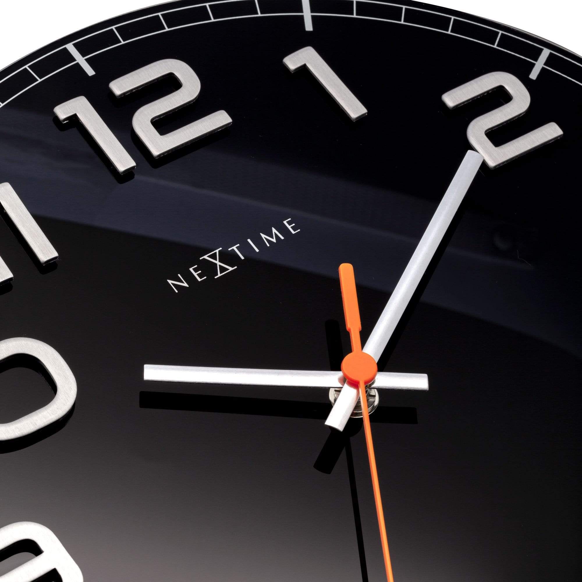 NeXtime - NeXtime - Wandklok - 30 x 3.5 cm - Glas - Zwart - 'Classy