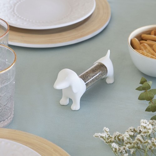 Porta-palitos em forma de dachshund branco
