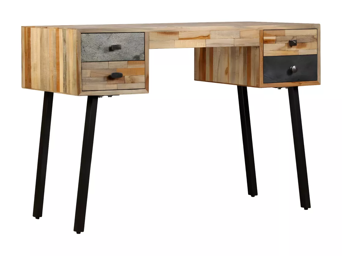 Bureau Teck de récupération massif 110 x 50 x 76 cm
