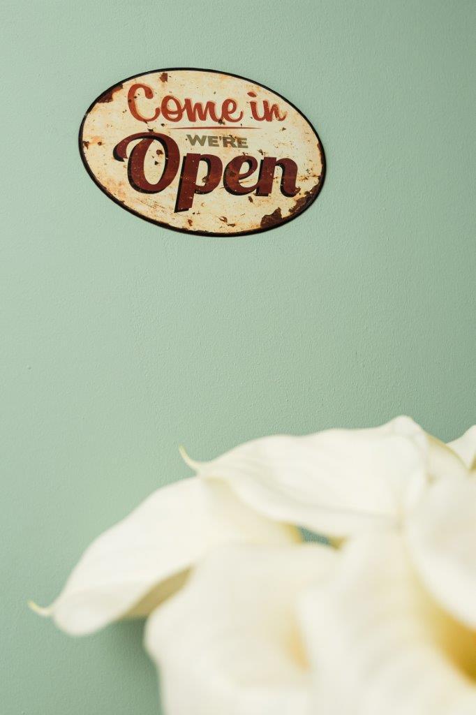 Metallschild - Come in we're open - 30x19 cm