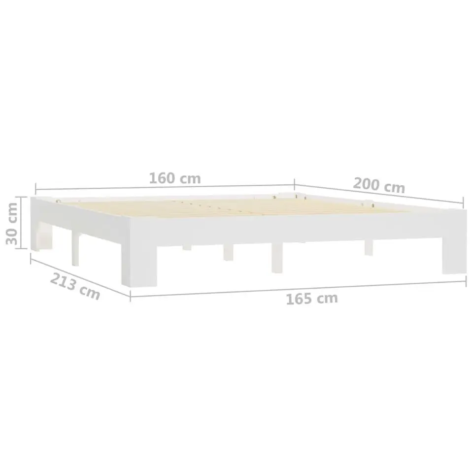 vidaXL - Tweepersoonbed met lattenbodem - Wit - Massief grenenhout - 160x200 cm