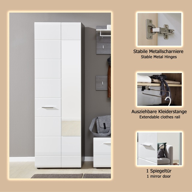 INOSIGN Garderobenschrank »Sovana« Garderobenschrank mit 2 Türen & Spiegel - (B/T/H) 60/36/191 cm