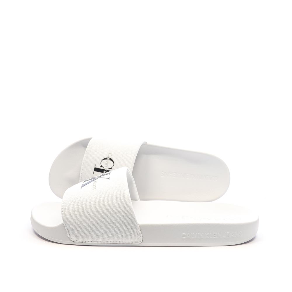 Calvin Klein Jeans Claquettes Blanches Homme Calvin Klein Jeans Slide Monogram