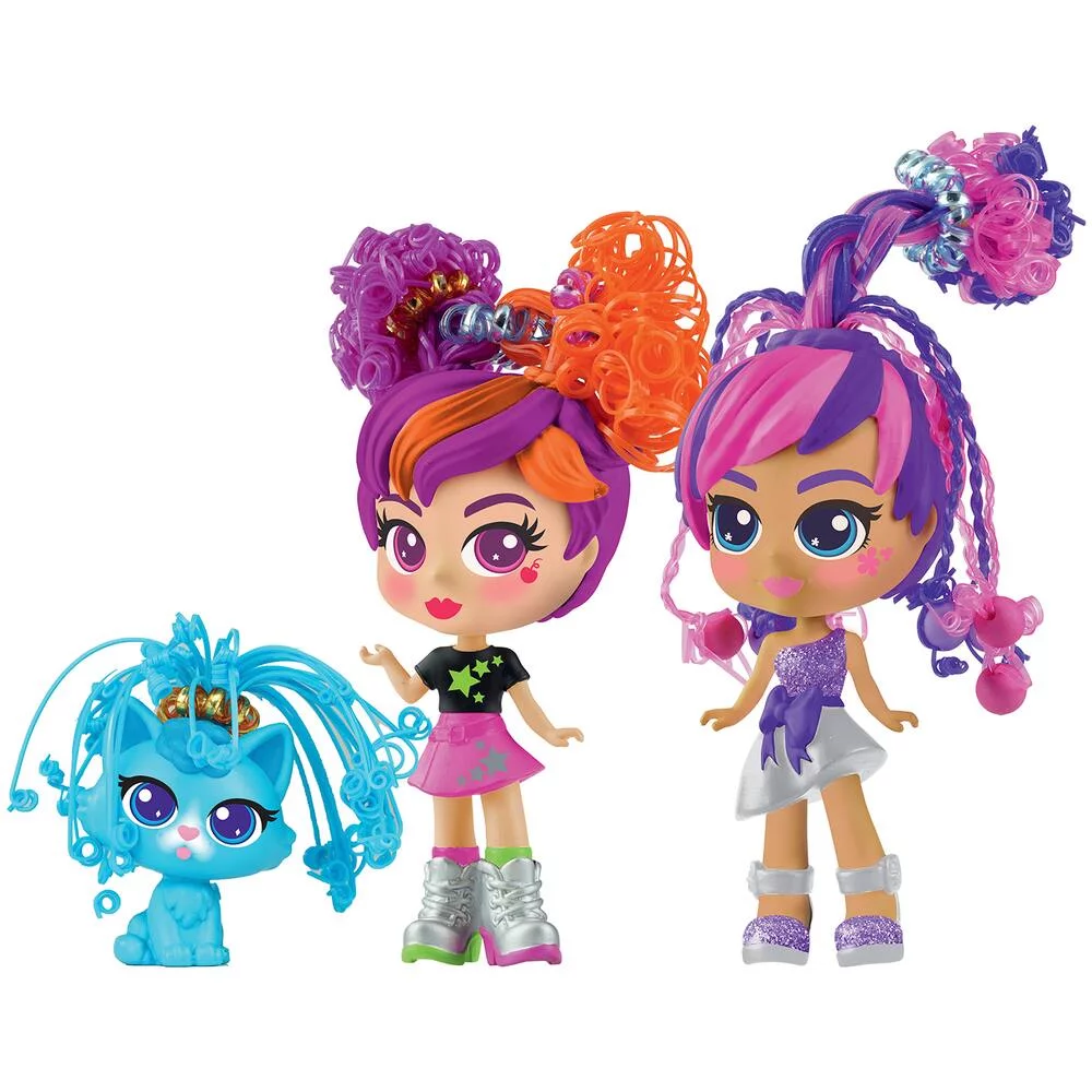 CURLIGIRLS ET PET TWIN SET - 2 POUPÉES ET 1 ANIMAL