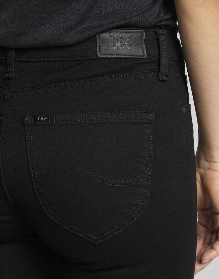 Lee Marion straight black rinse jeans Sort