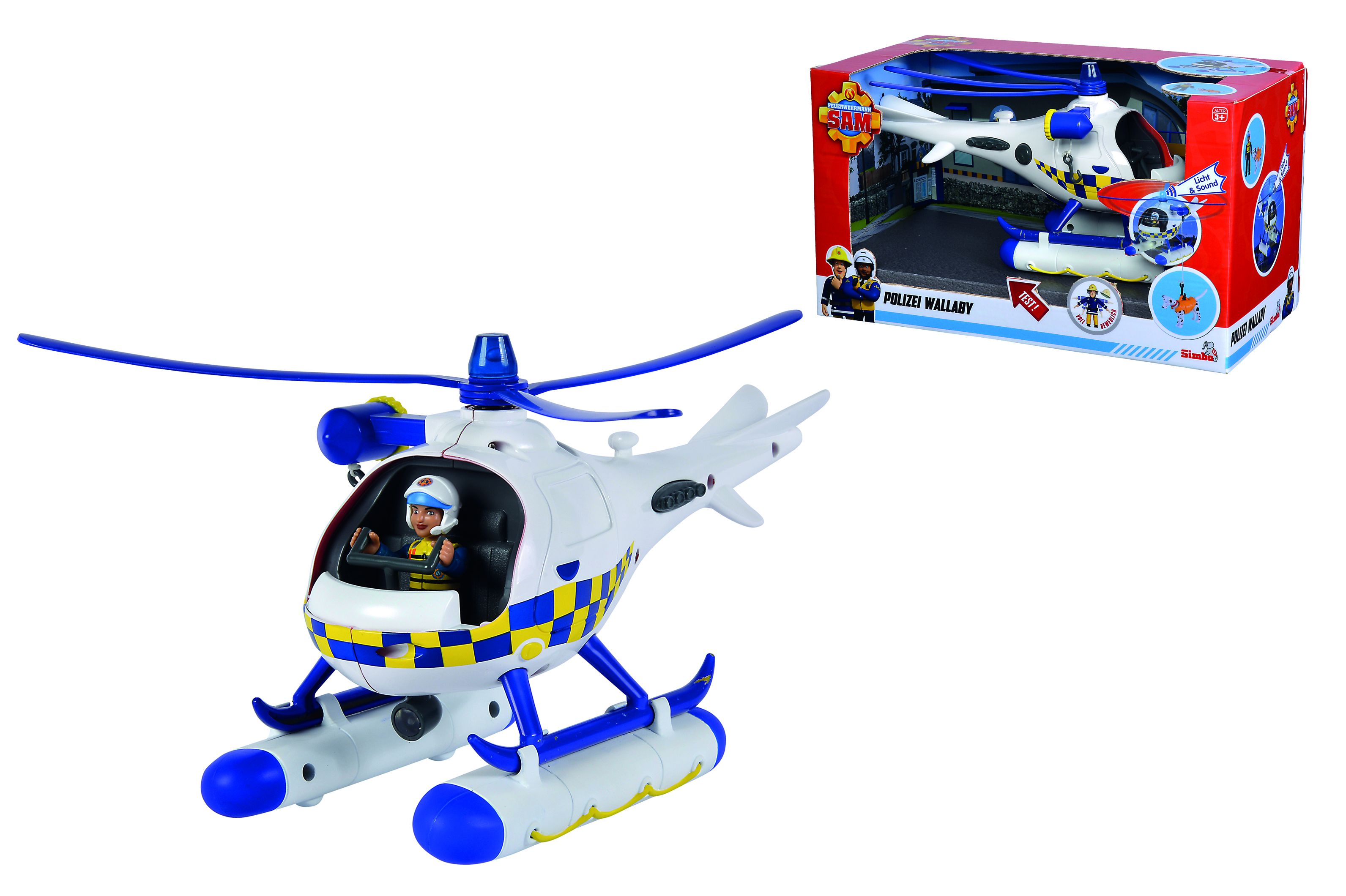 Brannmann Sam politi Wallaby med helikopter