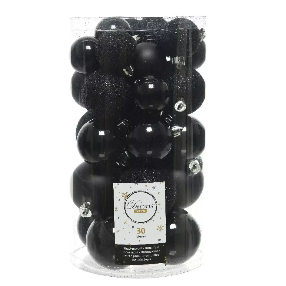 Lot de 30 boules de Noël assorties Alpine Noir