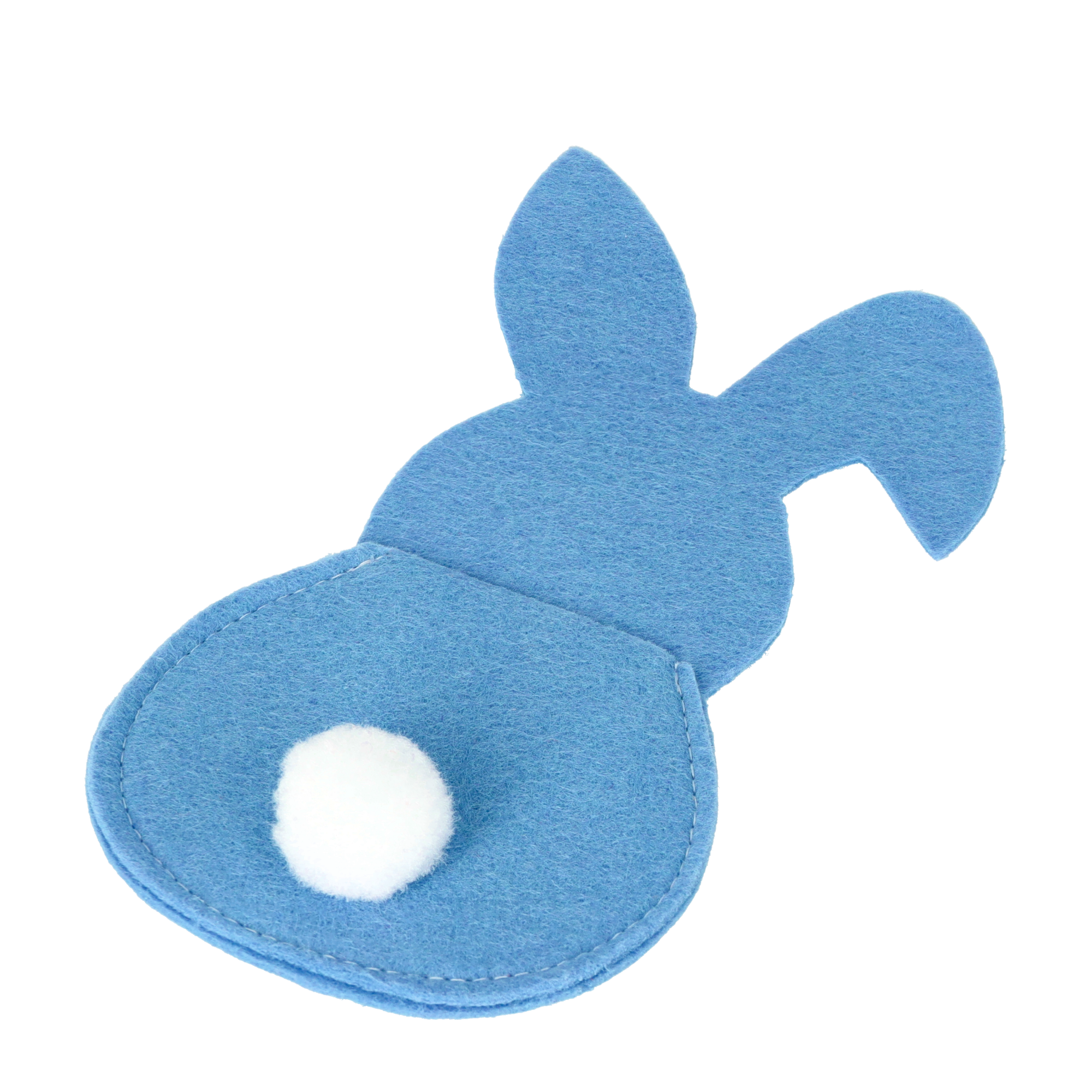 (4er Set) Filz Osterhase Besteck Tasche Oster Party Tisch Deko für Messer / Gabel / Löffel - Blau