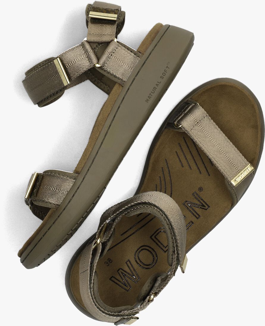 WODEN groene woden sandalen line