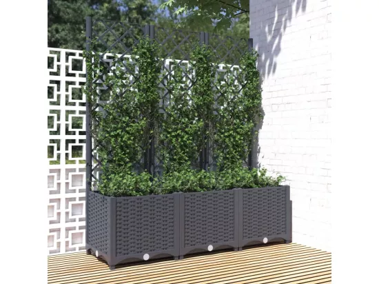 Jardinière avec treillis Gris foncé 120x40x136 PP