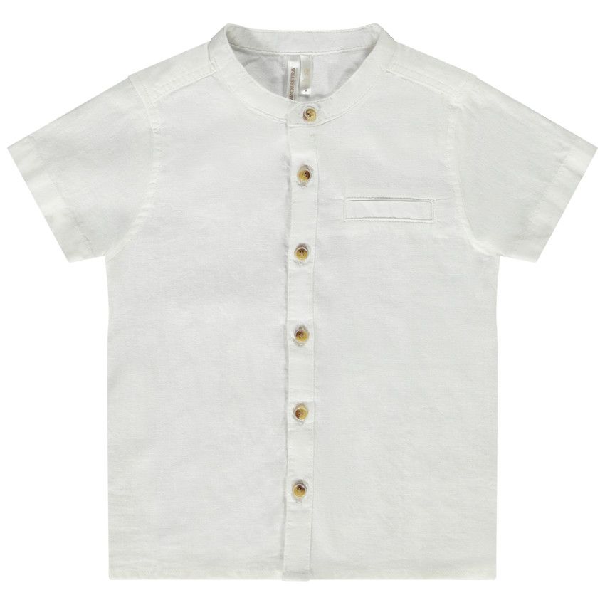 Chemise manches courtes à col mao pour bébé garçon - Blanc