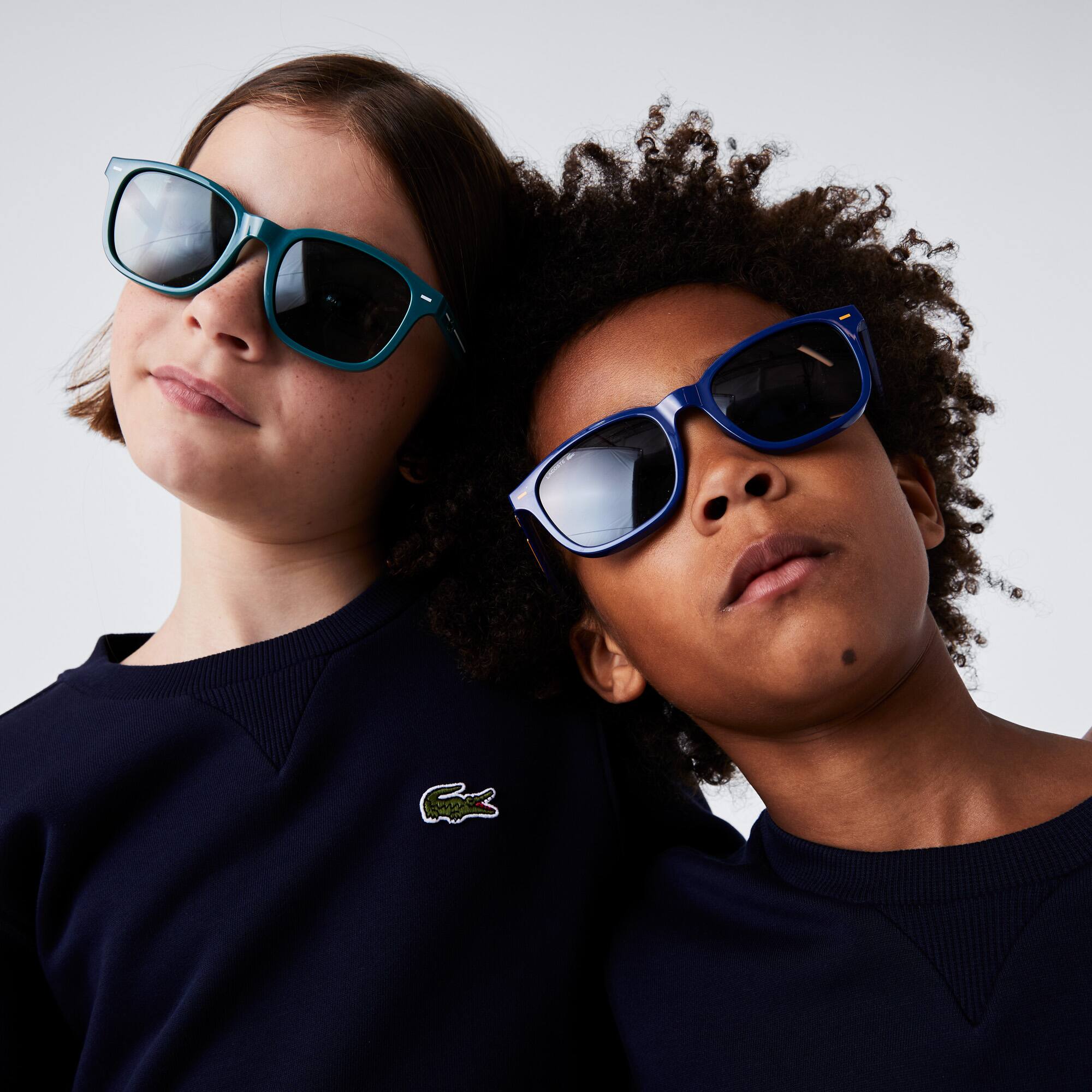Lunettes de soleil rectangulaires Enfant Rubber Line Lunettes De Soleil - Bleu - Lacoste - Enfant