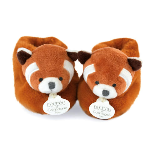 Chaussons avec Hochet Panda Roux UNICEF 0-6 mois - DOUDOU ET COMPAGNIE