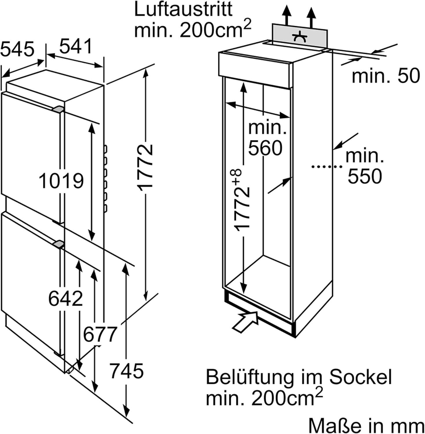 Bosch KIV34V21FF Réfrigérateur Combiné intégrable 275 L Classe: A+ [Classe énergétique G]