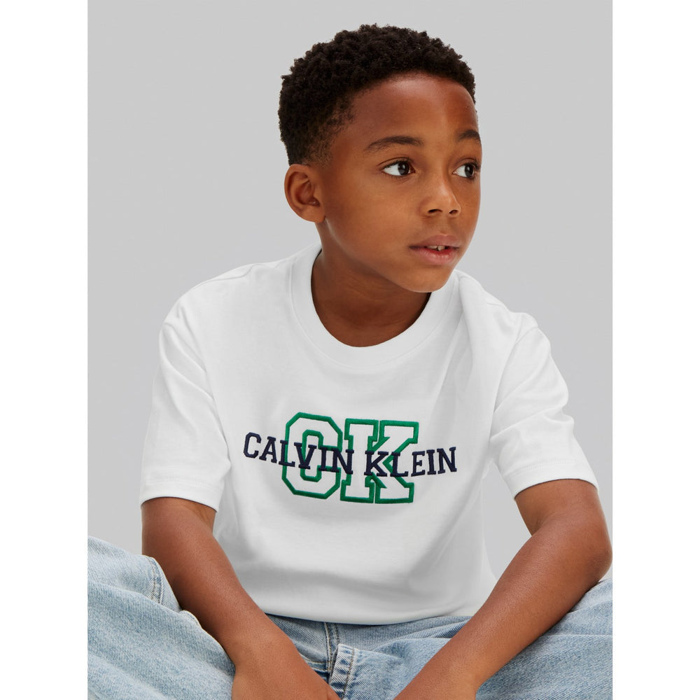 Køb Calvin Klein White Varsity Logo Ss T-Shirt