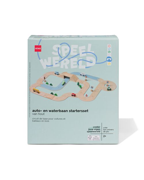 circuit pour voitures et bateaux en bois - kit de démarrage - 31 pièces