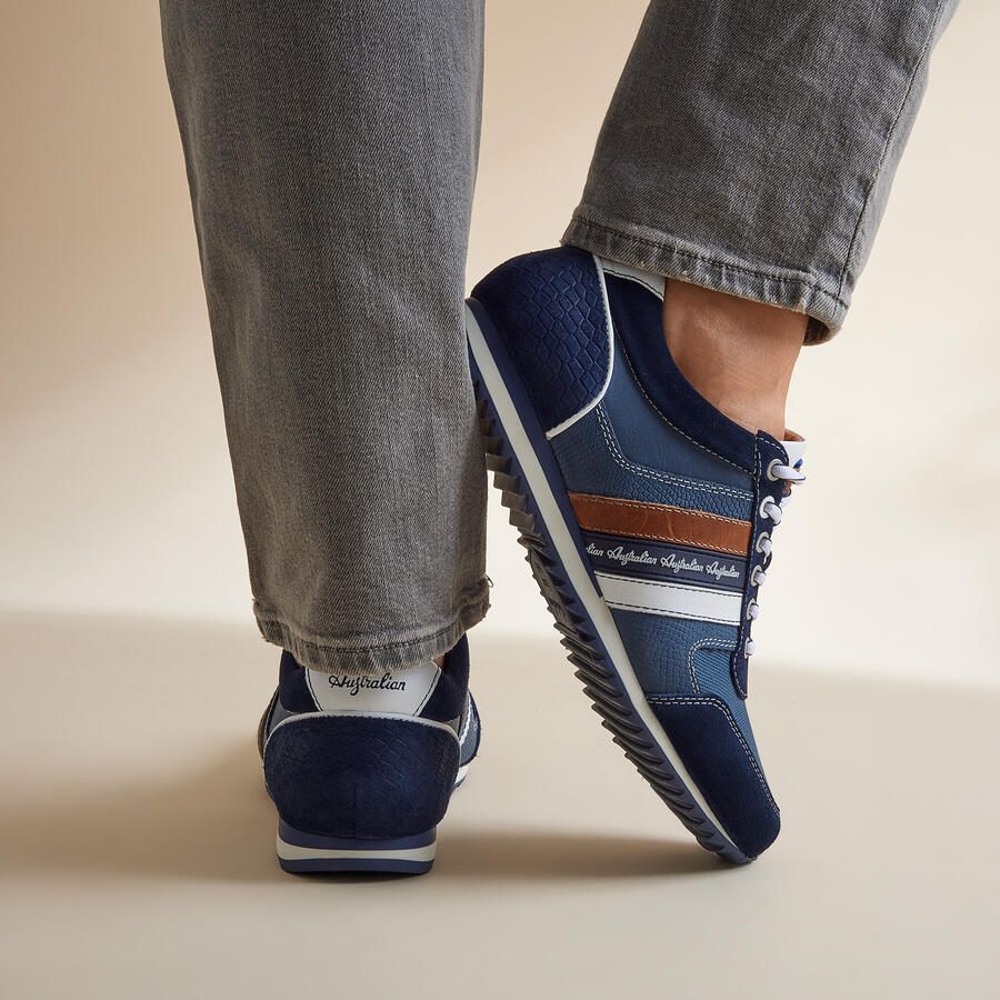 Australian Blauwe Suède Lage Sneakers Camaro Multicolor Heren
