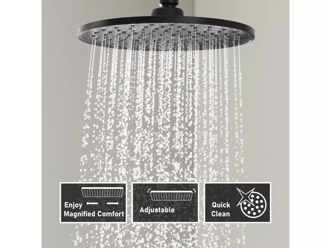 Colonne de douche thermostatique, Cecipa max Pomme 230mm+Douchette 2 jets, Noir,EU Modèle