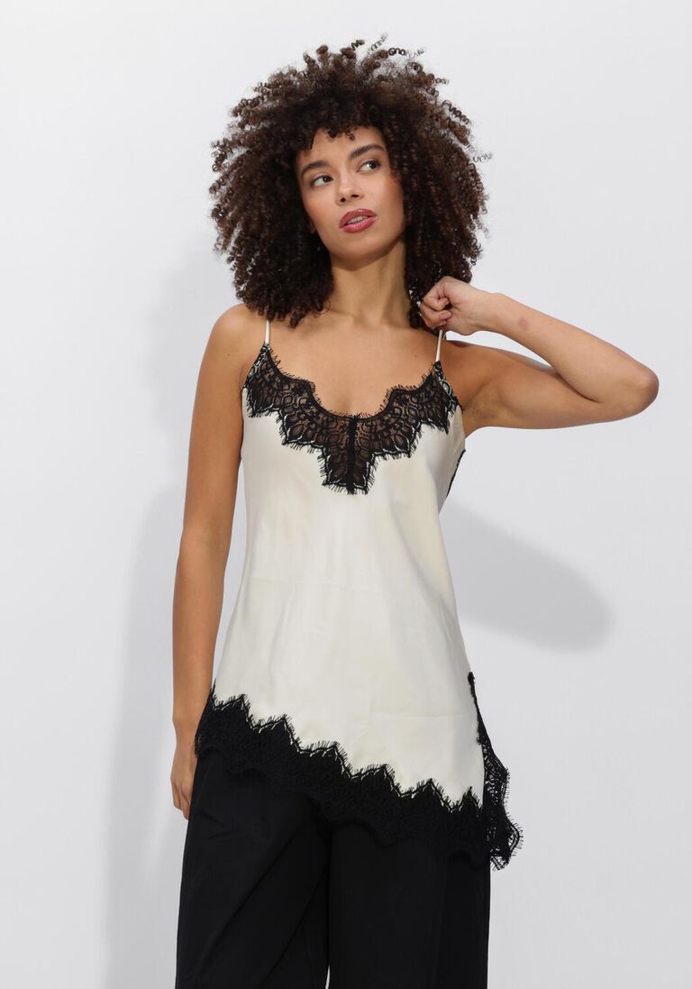 beige haute l'amitié tops & t-shirts naomi asym contrast lingerie top